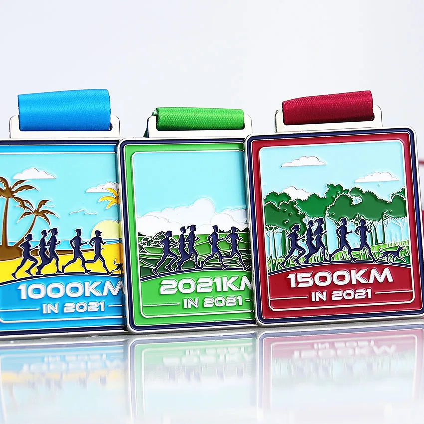 
custom manufacturer of marathon marathon running race sport gold silver bronze metal medal medal with ribbon 