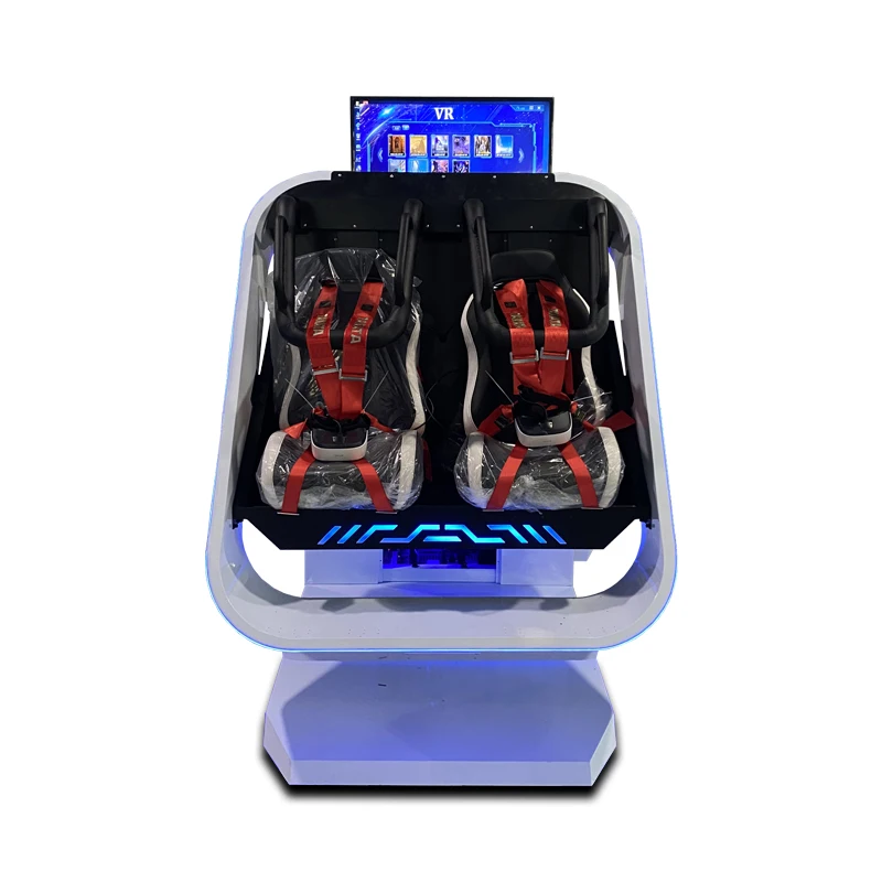 9D VR double cinema simulator 360 degree rotation 2 seats indoor entertainment with glasses dynamic platform for game park