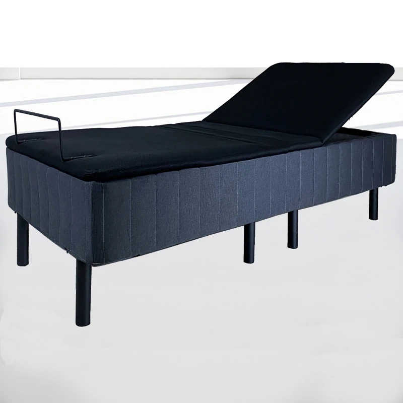 Upholstered Adjustable Bed Frame with Wireless Remote wood board and 8 legs