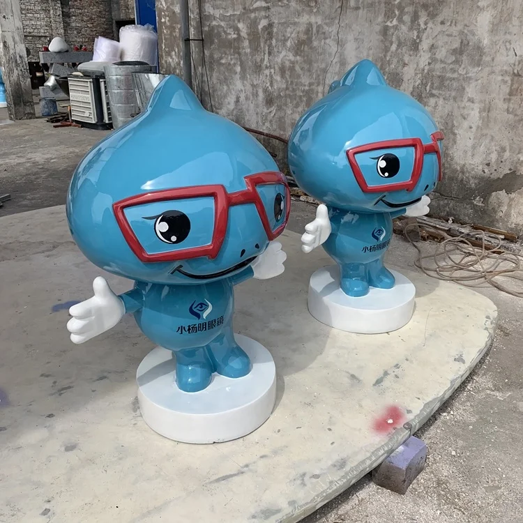 Fiberglass glasses cartoon An optical store greeting dragon cartoon Resin crafts custom factory  Outdoor animal model landscape