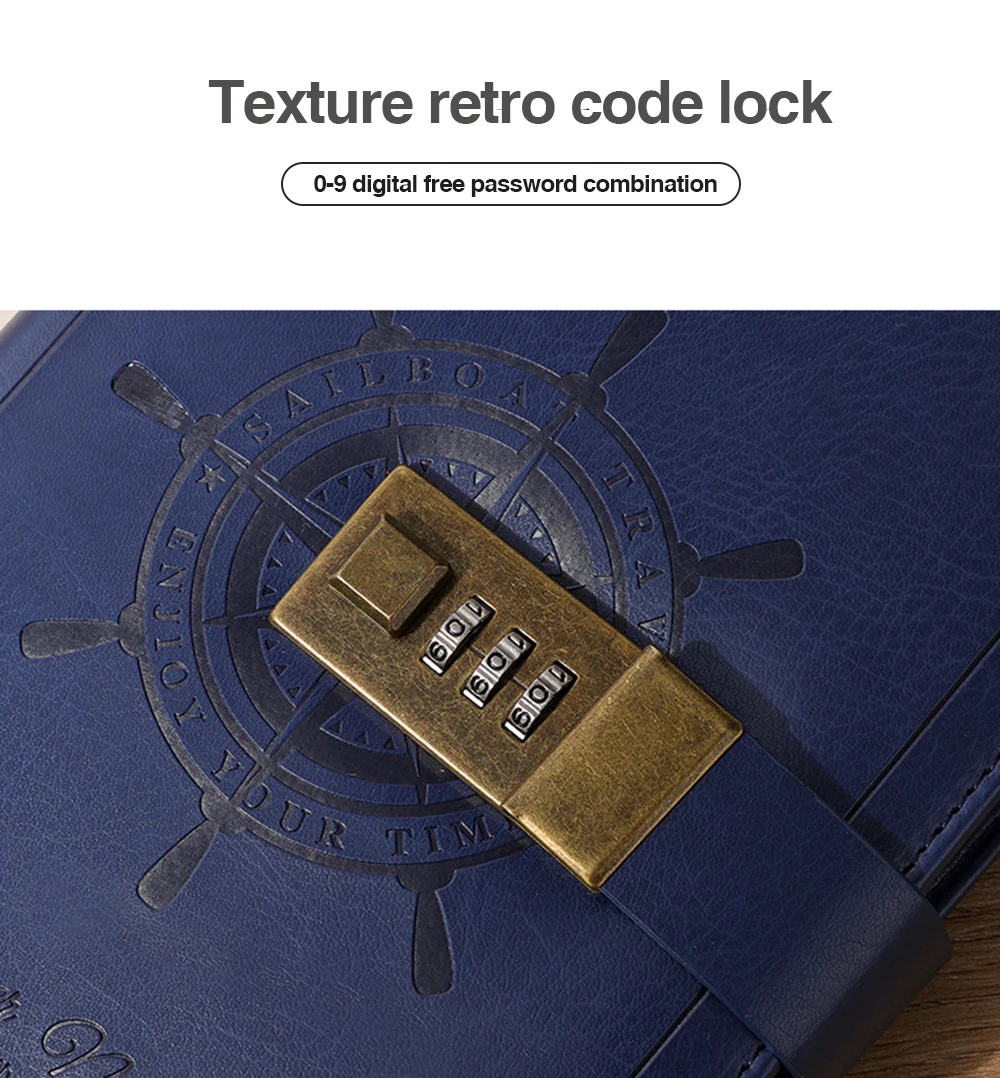 Spot Fastest Export A5 Retro Belt Lock Diary Thickened Hand Ledger Thread Daily Notepad Student Password Notebook