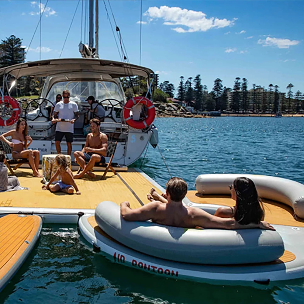 drop stitch inflatable floating dock using for water play equipment