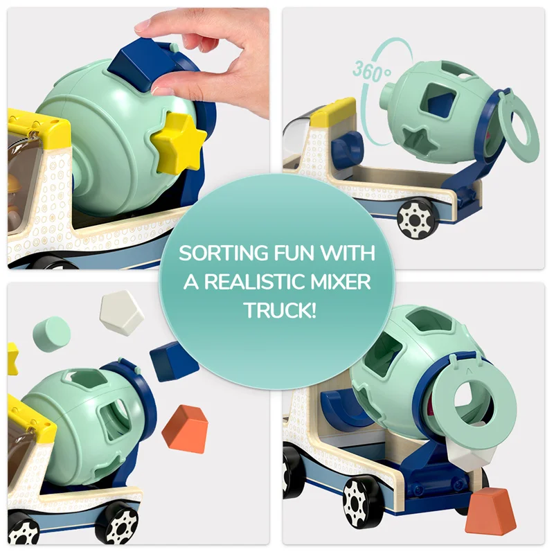 Topbright New Kids Beech Wood Car Toys Colorful Counting Blocks Shape Match Educational Toys For Baby