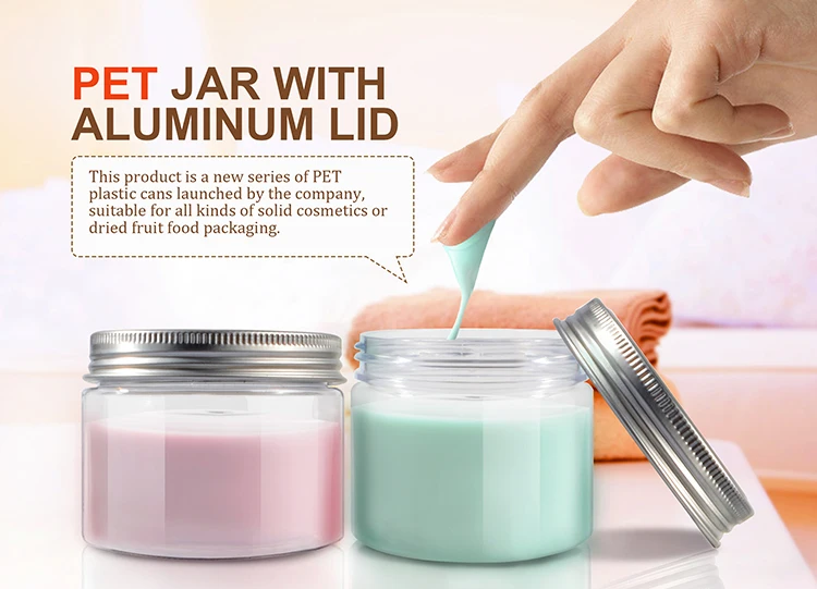 
factory direct sale PET plastic jar with silver top lid for food storage candy 