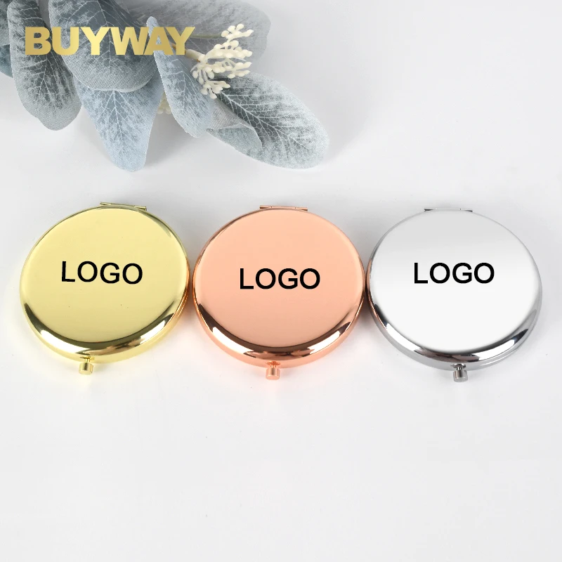Wholesale Round Hand Compact Travel Small Cosmetic Pocket Mirrors Handheld Makeup Gift Folding Custom Logo Mini Cheap Mirror