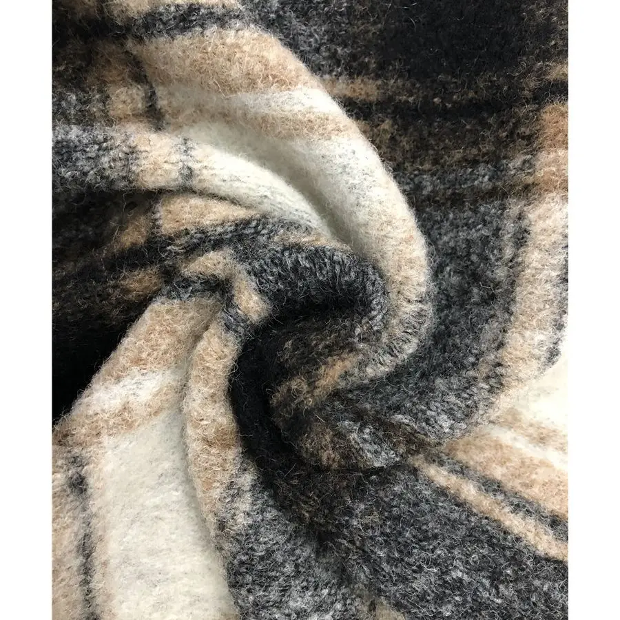 2021 hot sale warm touch wool polyester plaid wool fleece wool knitted fabric