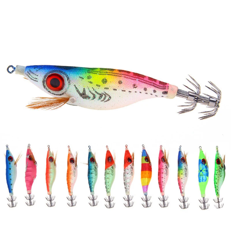 JETSHARK 2024 new design 9.2g 10cm Octopus Shrimp Cuttlefish Squid Hook 3D Eyes Hard Bait Luminous Squid  Fishing Bait