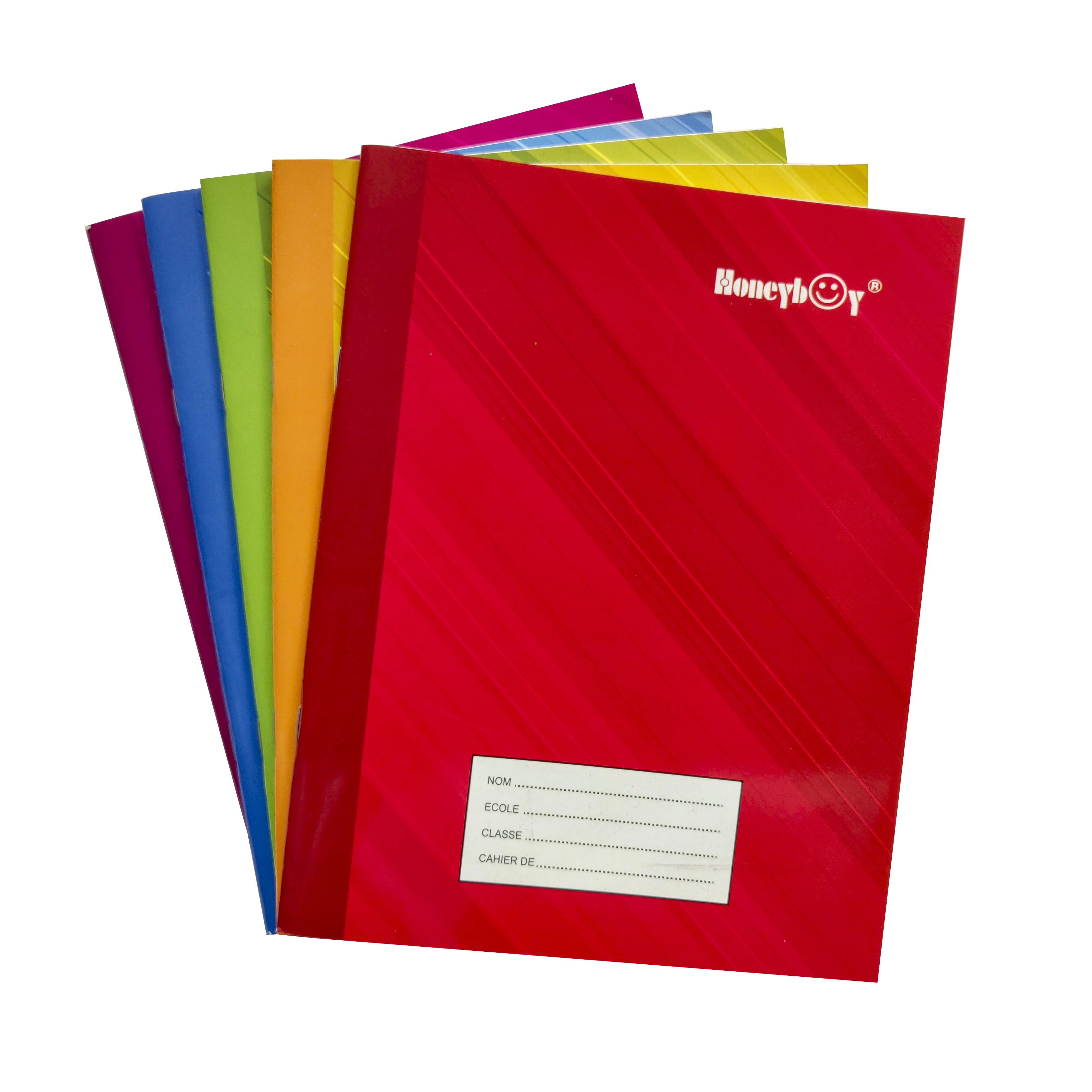 high quality colorful printing  french line ivory board factory manufacture  school supply staple binding notebook
