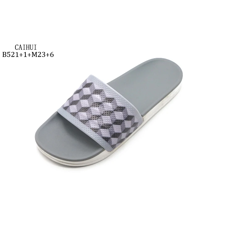 Free Sample Plaid PVC Custom plastic slippers Fancy Slide Sandals fro men