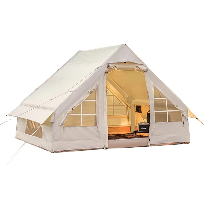 Acome Canvas Bell Tent Inflatable Camping Tent Portable Outdoor Air Tube Bell Tent Quick Setting Without Poles