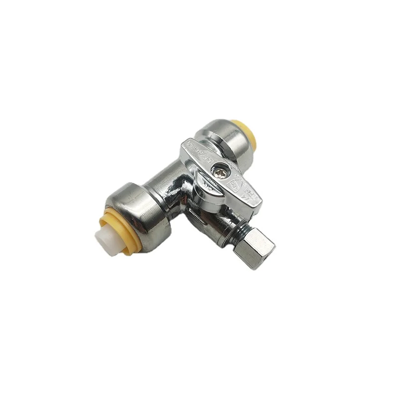 Lead Free Brass Chrome Plated Push Fit Compression Outlet 3 Way Turn Stop Push angle valve