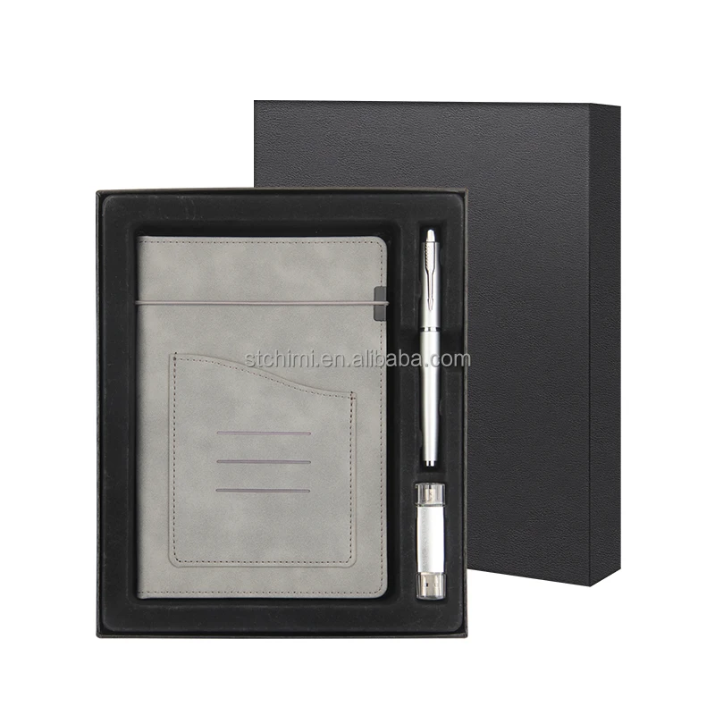 Top sales A5 plain notebook+metal pen+ 16GB USB flash drive souvenir gift promotional for business gift set