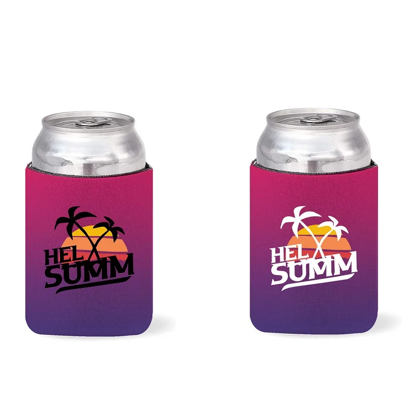 Custom gradient color creative personalize beach neoprene beer can cooler sleeve coozies for summer party favor