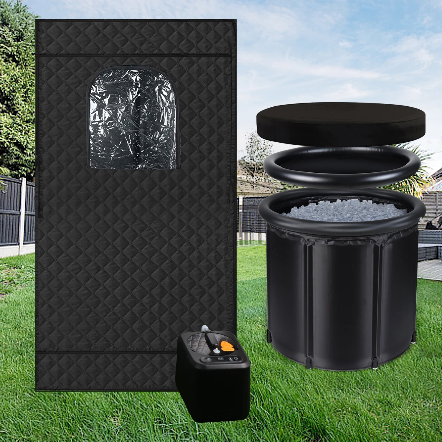 Popular Sauna Box + Ice Bath Bundle Portable Steam Sauna Tent Spa Cold Plunge Therapy Tub For Sale