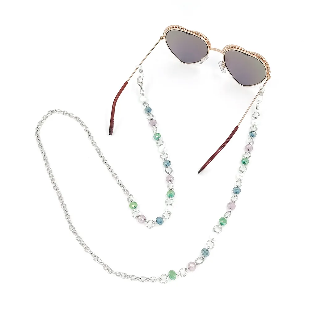 Faced Beads Lanyards for Keys ID Badge Holder Chain ID Necklaces High Quality Custom Glass Stainless Steel Birthday Gifts Women