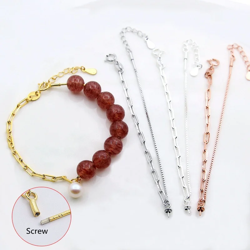 370B High Quality Hand  fancy bangle 925 Sterling Silver with Gold Plated adjustable Pearl Bracelet for women