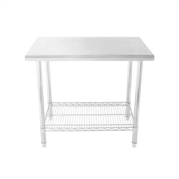 2 Tier Stainless Steel Commercial Grade Work Table Steel Wire Shelf for Kitchen Hotel Restaurant Equipment