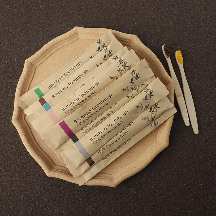 10 pcs BPA Free Adult Tooth Brush Set Natural Eco Biodegradable Soft Charcoal Nylon Bamboo Toothbrush with Paper Packaging