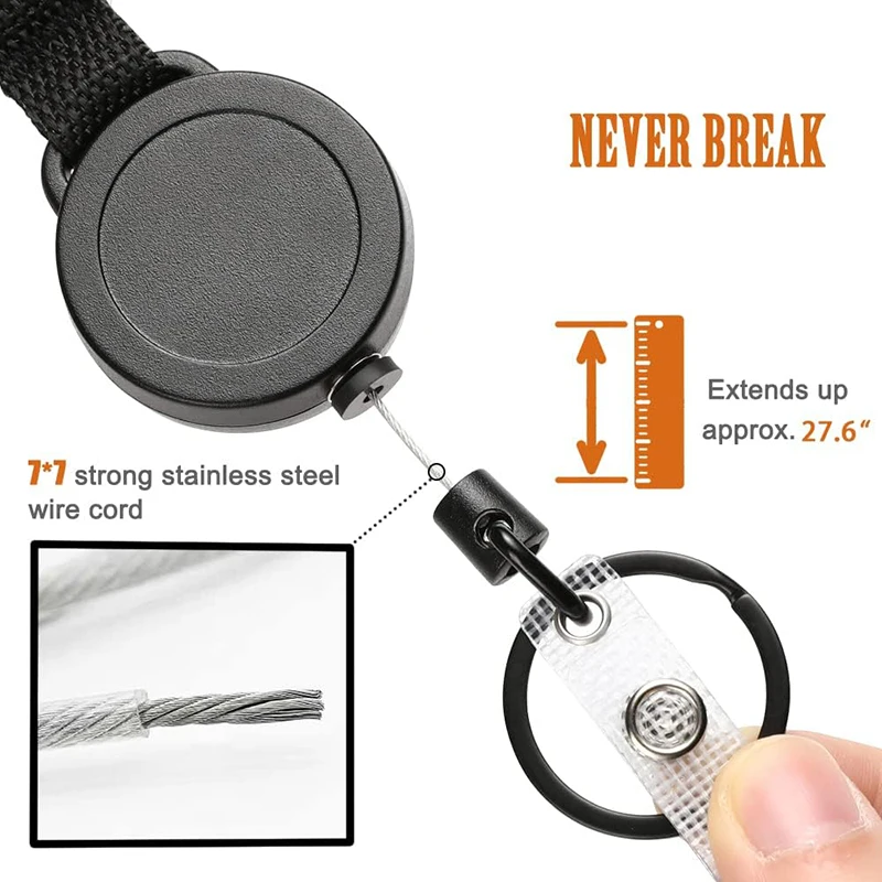 Retractable KeyChain Multitool Carabiner Key Holder Retractable Badge Holder Reel Heavy Duty Badge Reel with 24 Inch Steel Cable