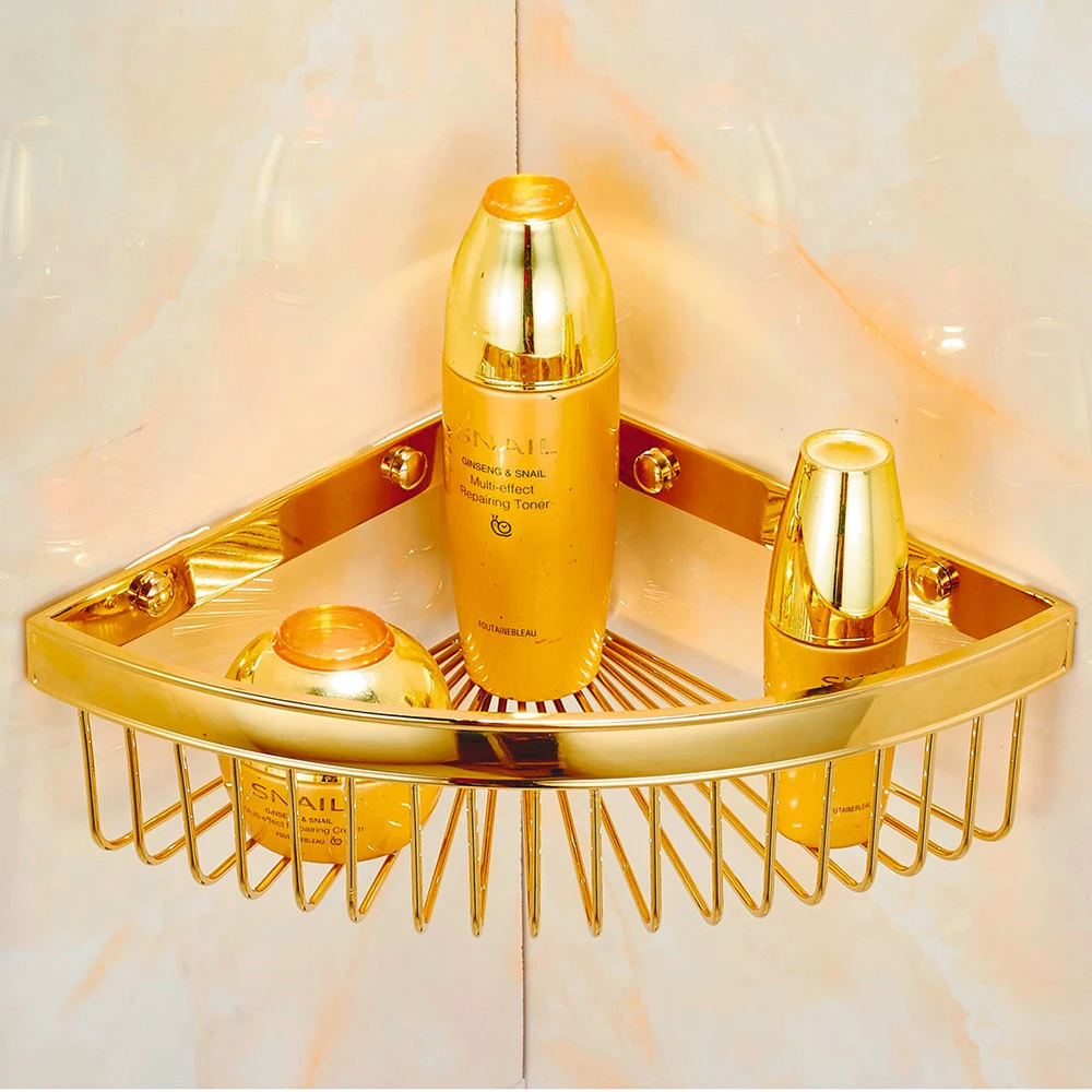 High quality retail small moq bathroom accessories shelves tir-angle netlike corner basket