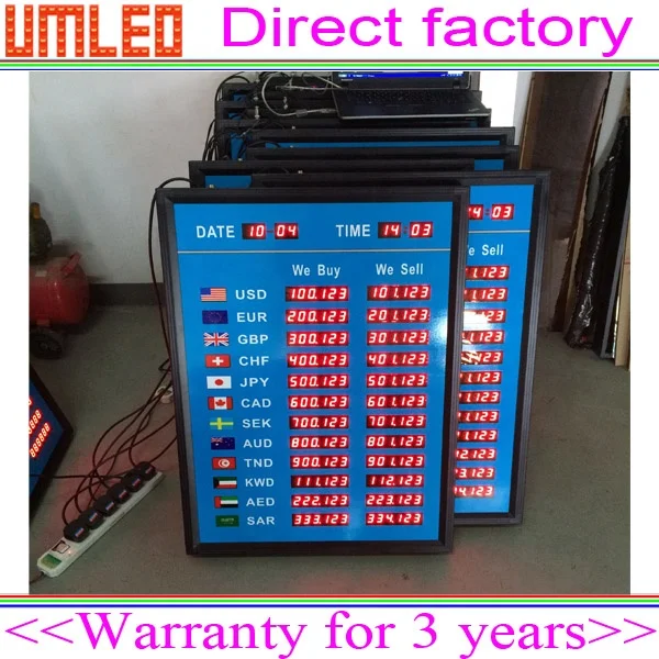 Digital Signage and Displays Electronic 7-Segment Currency Exchange Rate Board with LED Display