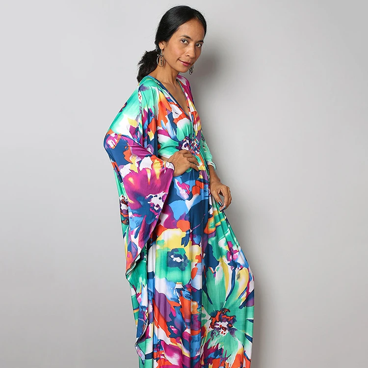 Islamic Clothing Printed Free Size Long Dress Kaftan For Muslim Women Casual Dress