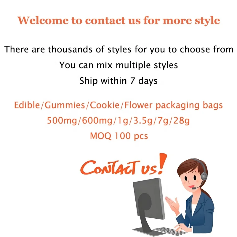 MOQ 100 pcs 4x5 Candy Cookie Gelato Mylar Bags 3.5g Matte Stand Up Ziplock Pouch With Window