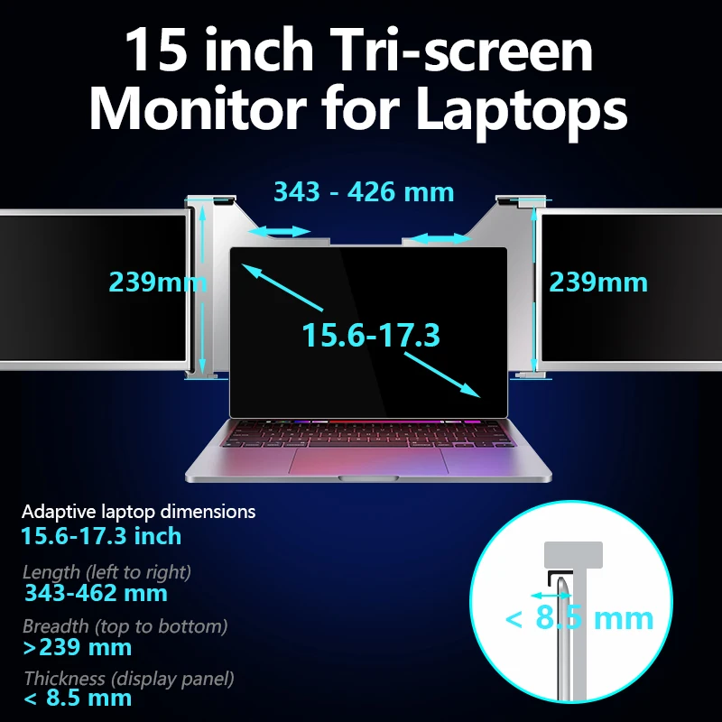 2023 Wholesale USB C HDR 1080P IPS HDR portable 15.4 inch laptop multi screen laptop screen extend