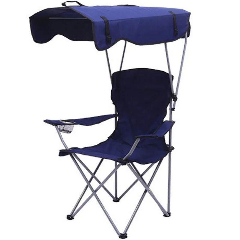 Outdoor camping collapsible sunshade fishing chair with canopy