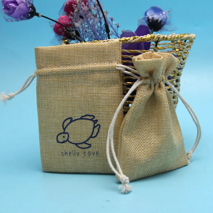 Фабричная продукция, бежевые ювелирные изделия, льняной мешочек с индивидуальным аминальным рисунком, Подарочные ювелирные сумки