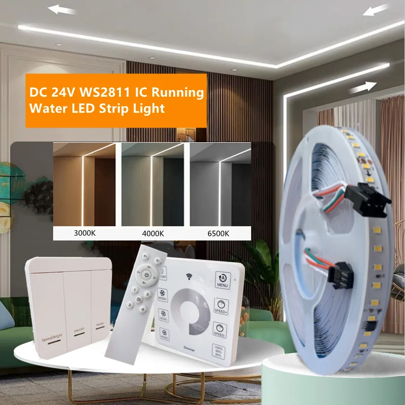 led strip light with touch sensor switch smart strip lights APP control cool white running water led strip lights