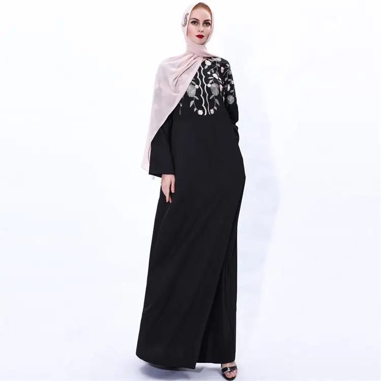 Wholesale tunique Ramadan embroidery abaya jilbab femme islamic clothing women mukenah muslim traditional moroccan dress