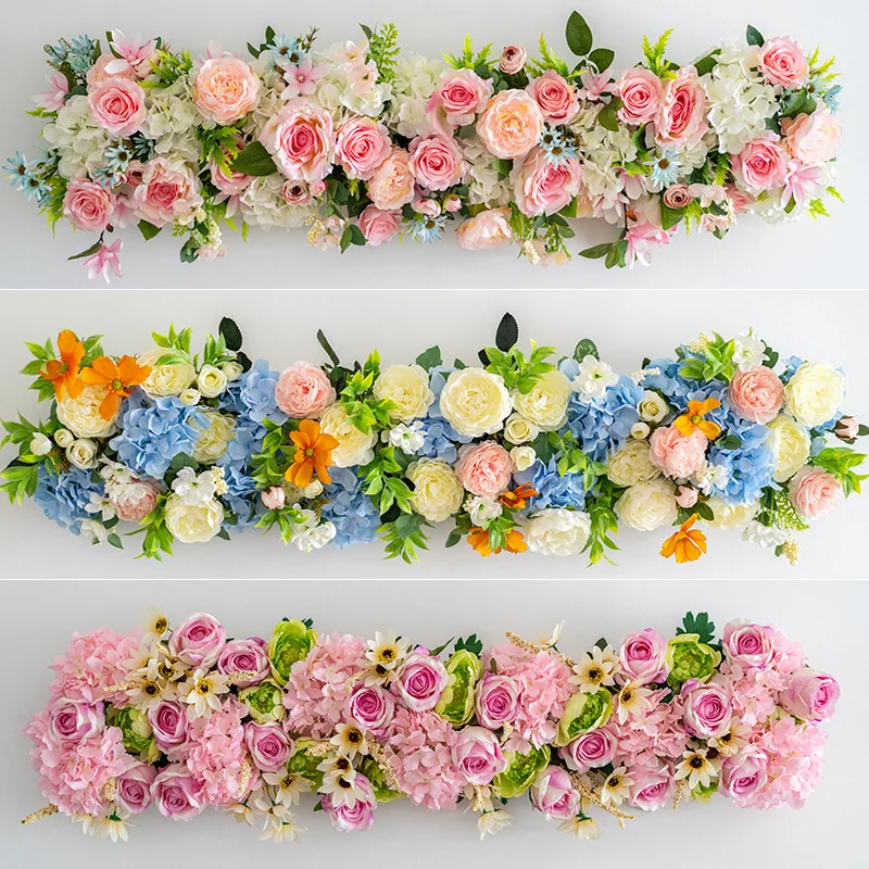 O-X5872 High quality wedding table centerpieces decoration event party stage flower arch decoration silk withe flower runner