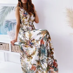 Sellers Europe Summer Dress 2022 Chiffon Boho Beach Maxi Dress Ladies A Line Casual Floral Womens Dresses