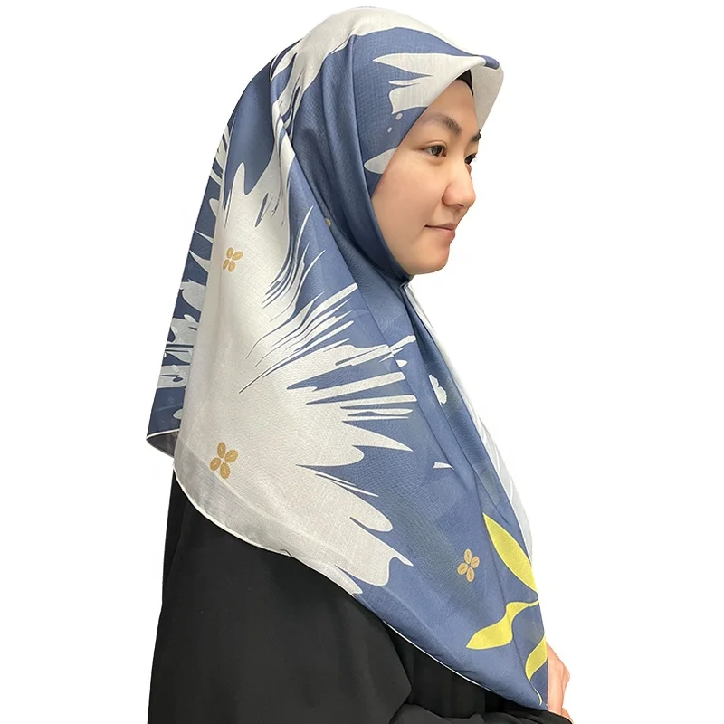 custom digital print hijab  bawal cotton voile  shawl muslim headscarf for women design japanese fabric factory supplier