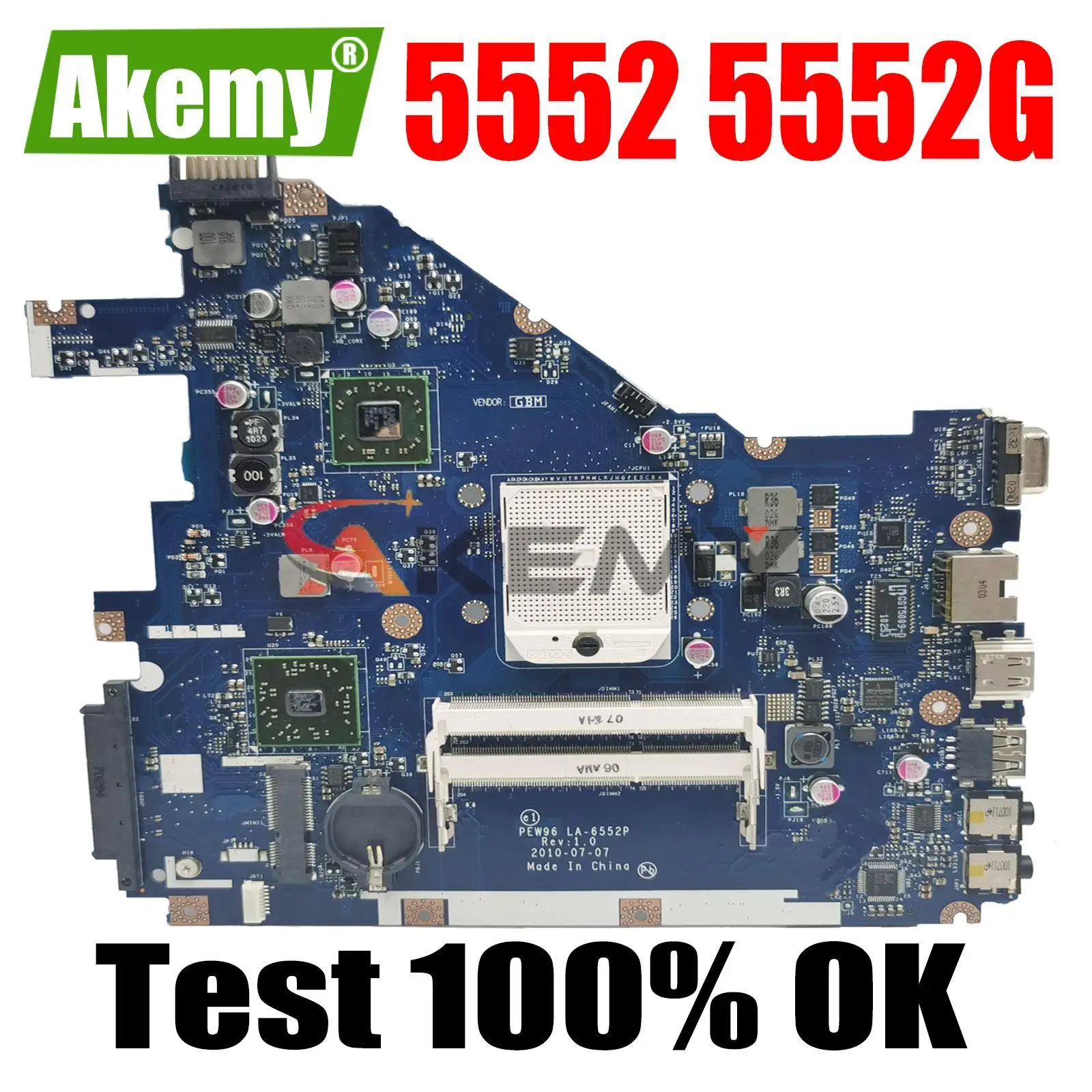 For Acer Aspire 5552 5552G NV50A Laptop Motherboard MBR4602001 PEW96 LA-6552P working perfect