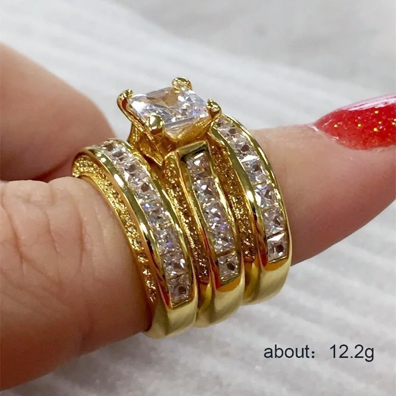 CAOSHI 3Pcs/Set Fashion Rings Set For Women Jewelry Gift Accessories Girls Female Engagement Wedding Luxury Ring Set