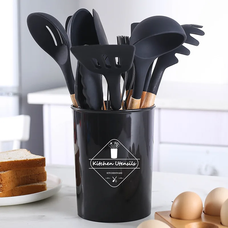 12 Pcs Heat Resistant Cookware Gadget Non-Stick Smart Kitchen Tools Kitchenware Cooking Silicone Kitchen Utensils Set