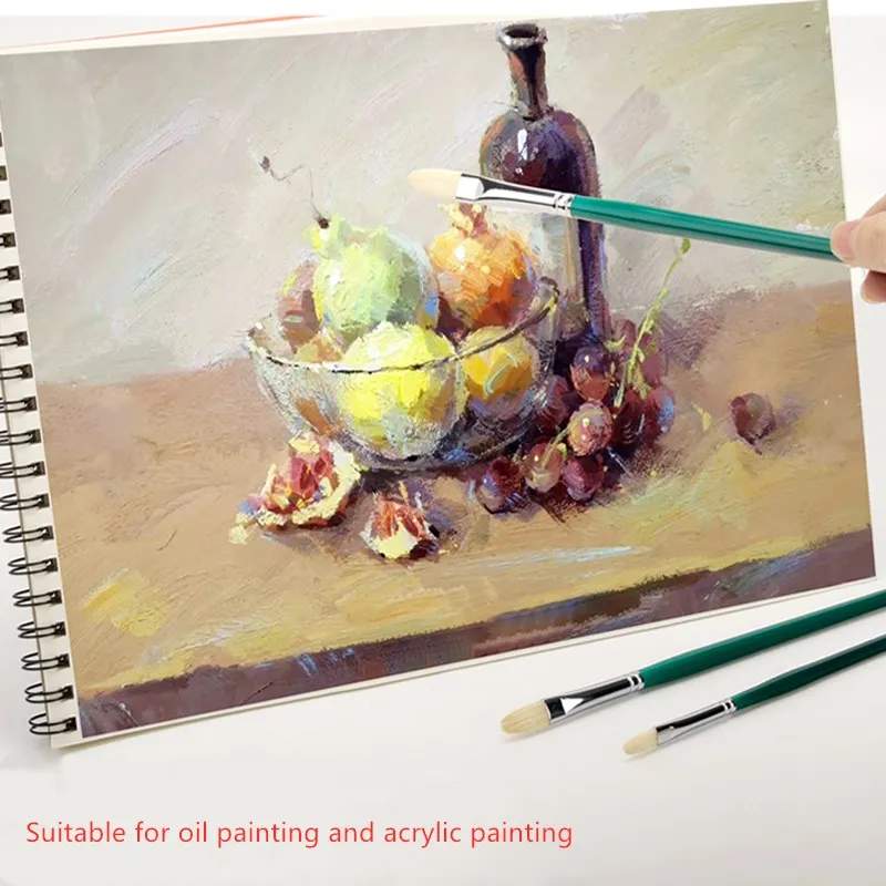 OEM Bristle Wood Handle Artist 12 pcs Brush Set For Oil Painting Gouache Painting Acrylic Painting