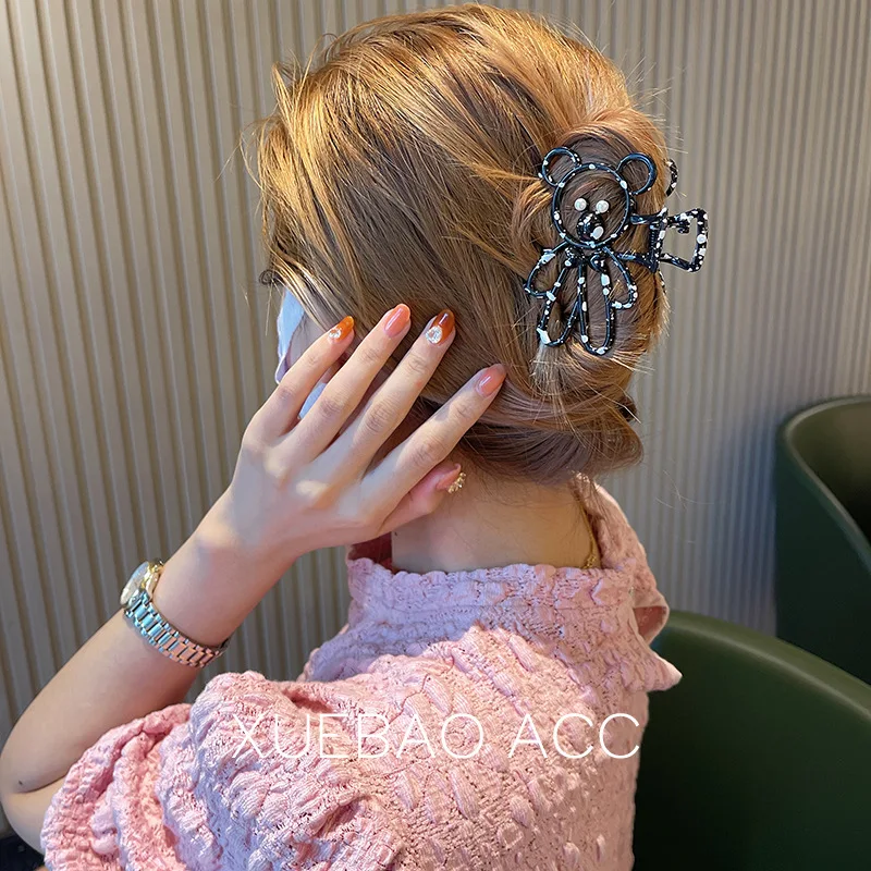 JIRIS Korean Temperament Metal Bear Girl Summer Headdress Cute Hair Claw Hair Clip Hair Accessories For Girls Women