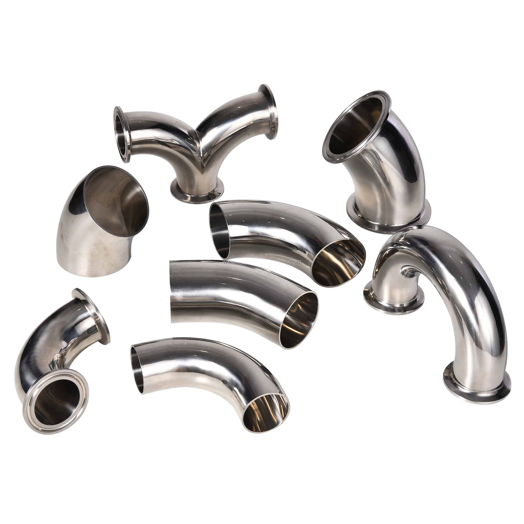 SS304 316L Food grade clamped elbow pipe connector Sanitary stainless steel 90 degree tri clamp elbow