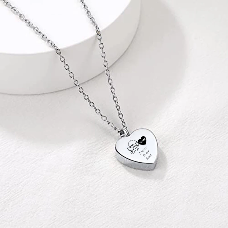 My  Aunt My Hero My Angel Heart Urn Necklace for Ashes - Cremation Jewelry Memorial Keepsake Pendant - Funnel Kit Included