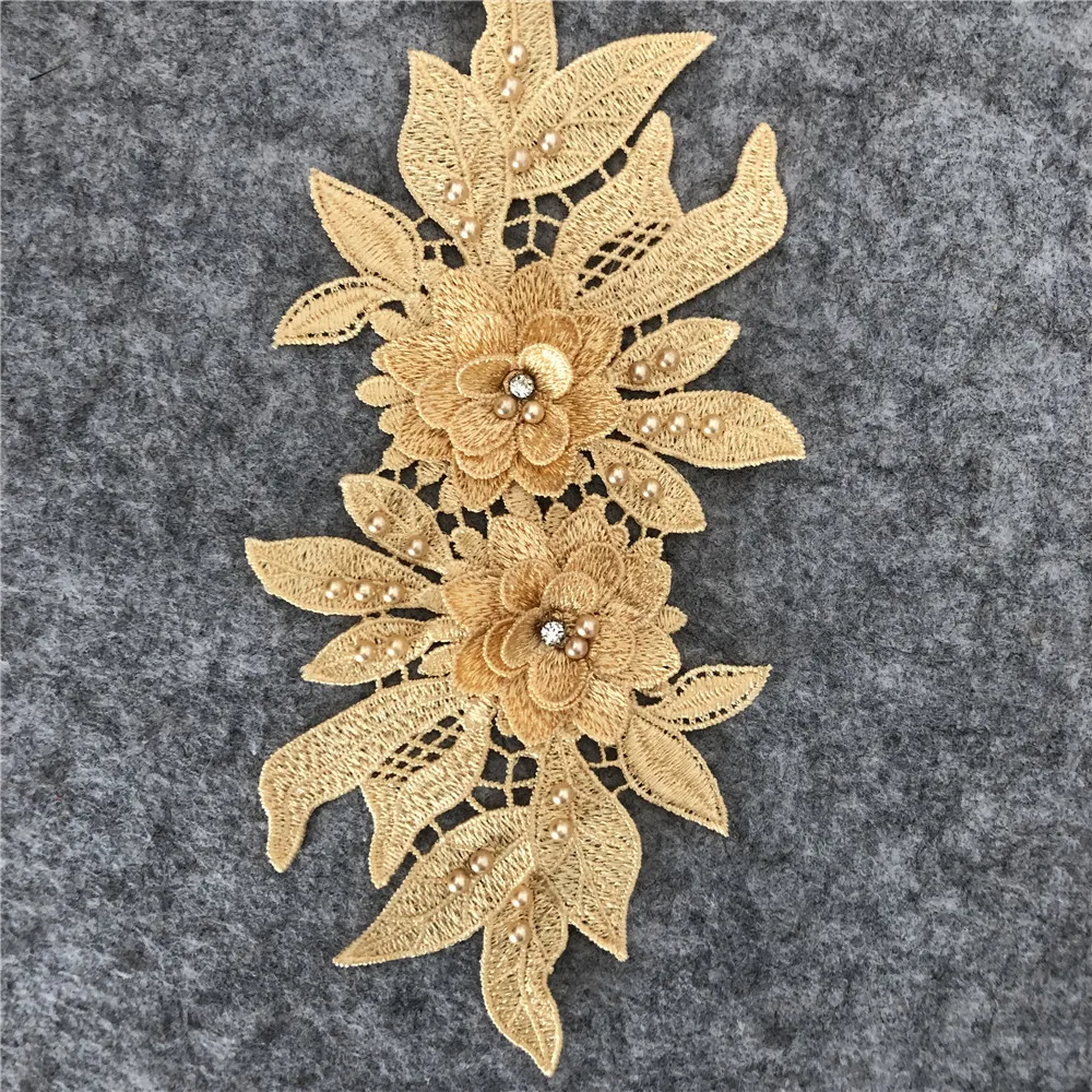 Markdown Sale Luxury Polyester Lace 3D Flower Embroidery Lace Patches For Traditional Apparel