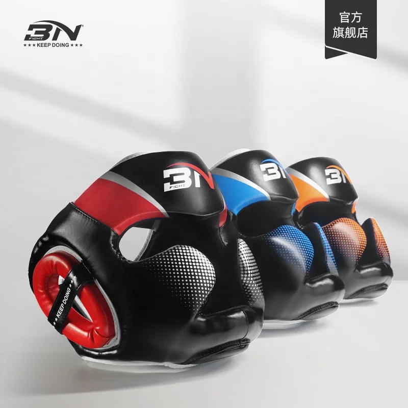 BN Promotion Wholesale White Customized Pu Leather Boxing Head Guard for Karat Taekwondo MMA Muay Thai Sparring  Headgear