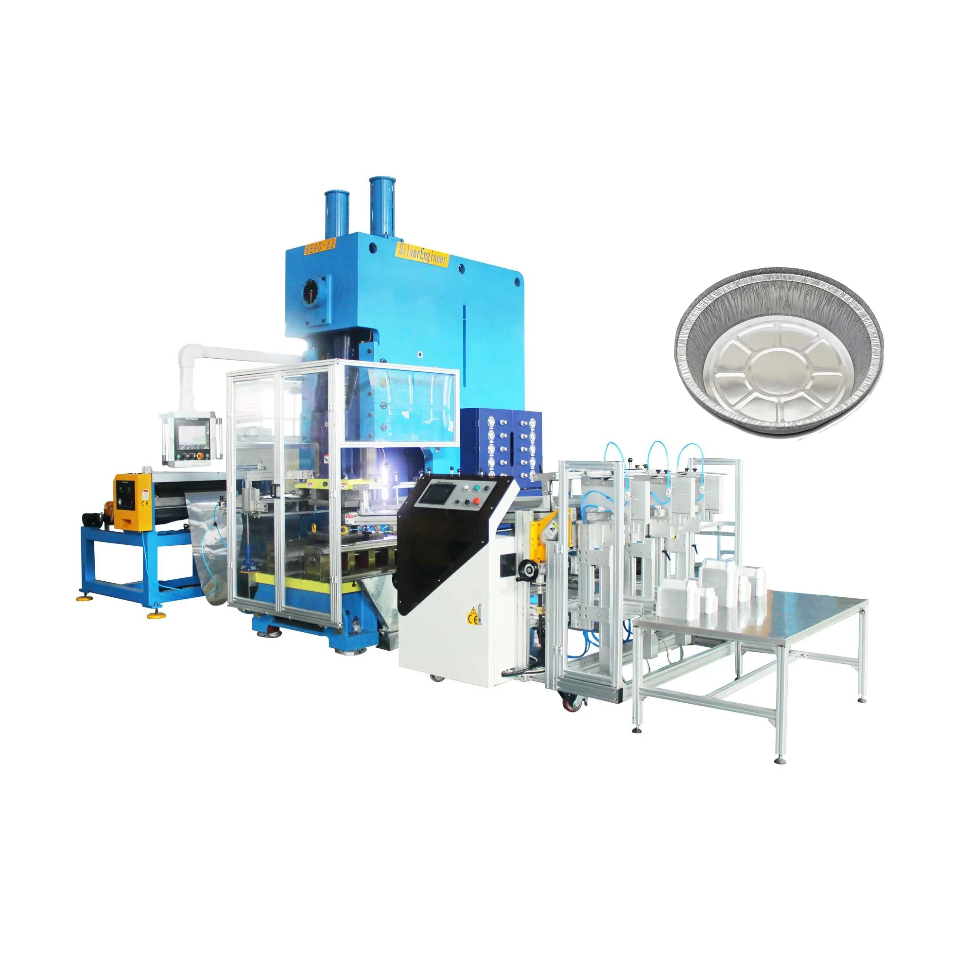High speed production of disposable foil tray aluminum foil container making machine