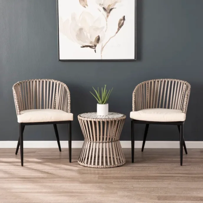 Luxury fashion Aluminum metal chairs PE rattan wicker Garden furniture Hot sale Hotel chair with coffee table