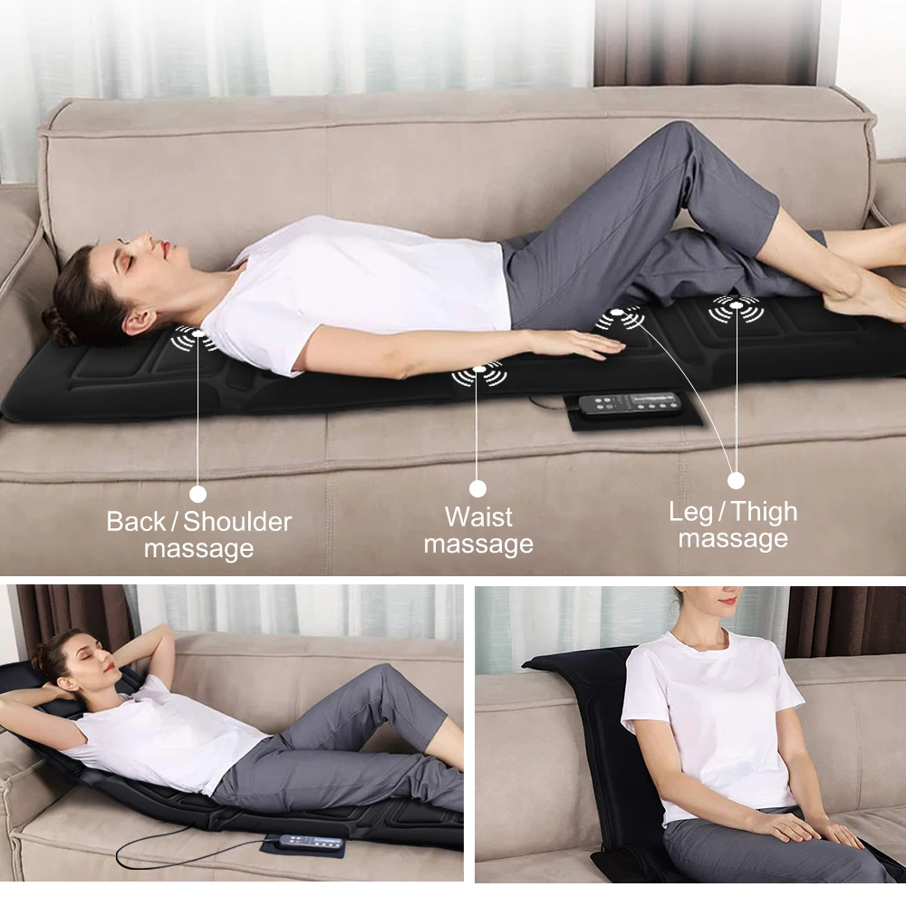 Manufacture heat massage mattress pad japan massage mat with vibration 10 motors