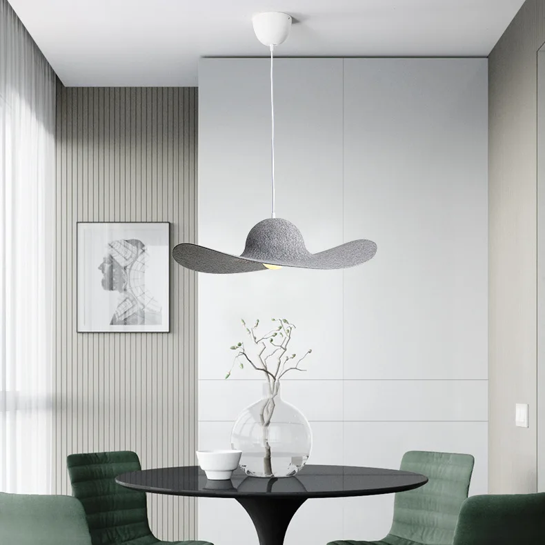 Minimalist LED Pendant Light For Clothing Store Window Bedroom Creative Chandelier Fashion Straw Hat Hanging Lamp