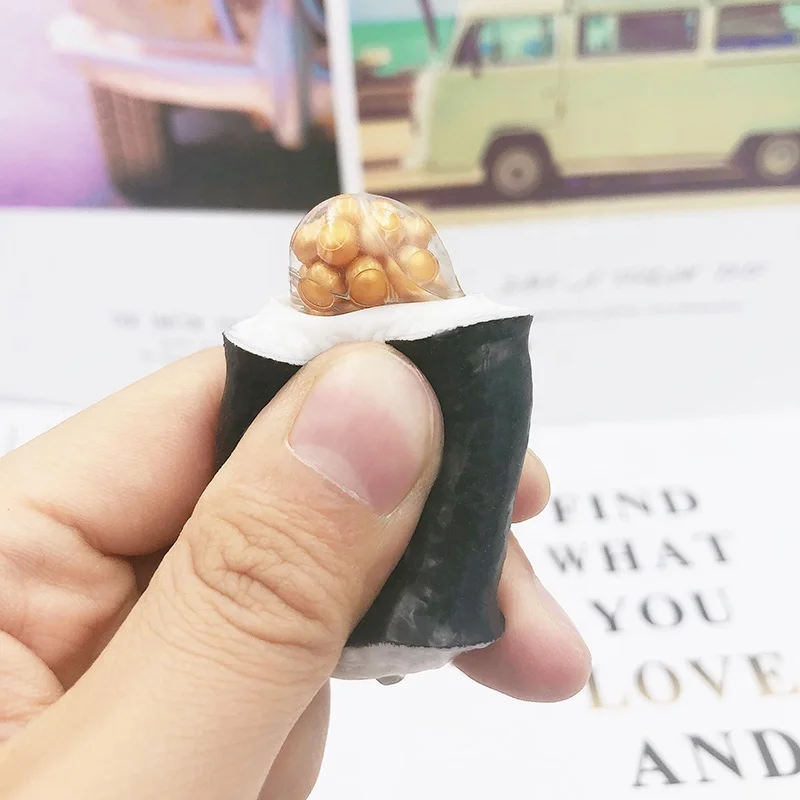 Japanese TPR Simulation Stress Relief Antistress Decompression Sushi Keychain Toy For Kids