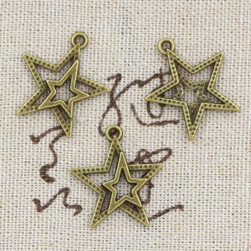 Charms star pentagram 23x20mm Handmade Making fit,Vintage Tibetan Silver Color Pendants,DIY For Bracelet Necklace